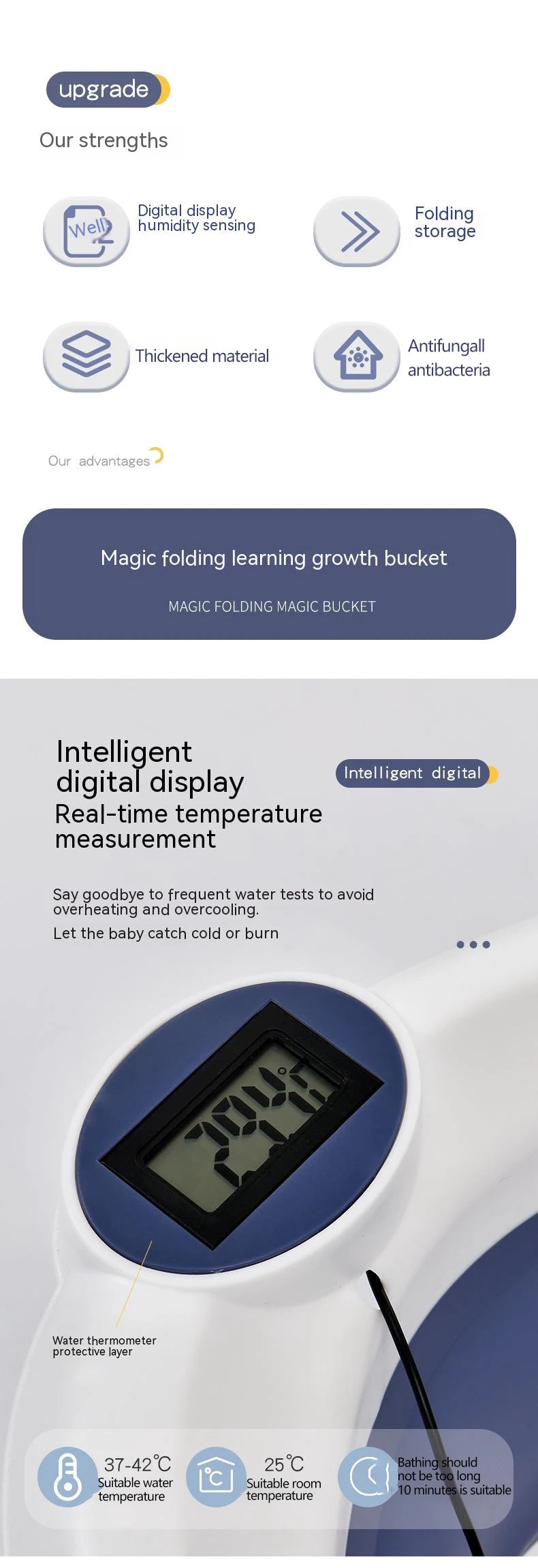 Baby Bath Tub Foldable with Thermometer